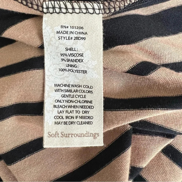 NWT Soft Surroundings “Here To Infinity” Striped Maxi Dress Black/Tan Small 6-8 - Picture 5 of 13